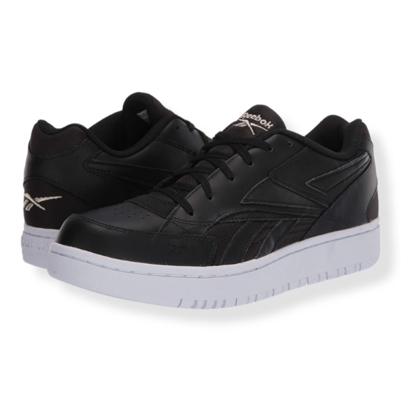 Reebok Shoes - NWB NWT Reebok Court Double Mix Women's Black Leather Shoes White Soles 6.5